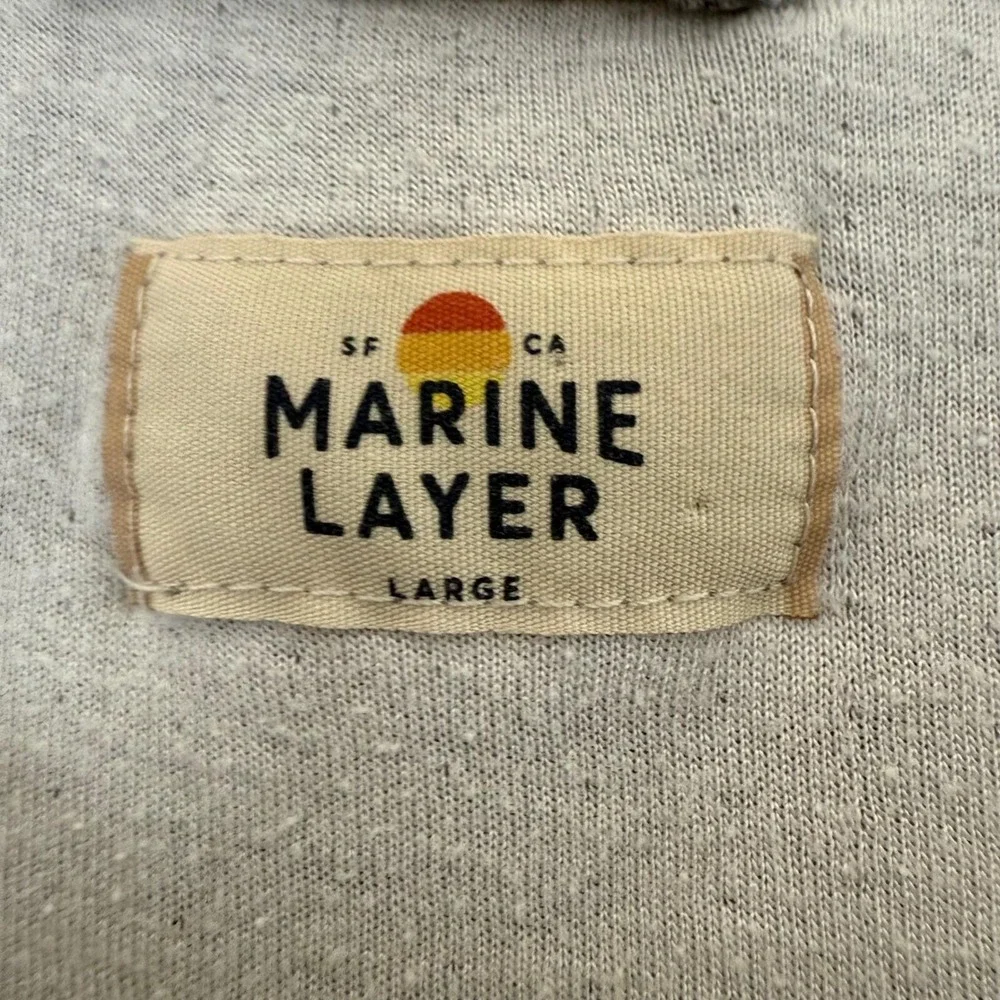 Marine Layer Henley Shirt Mens Large Long Sleeve Casual‎ Pullover Heather Gray